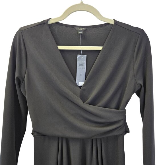 NWT Ann Taylor Ruched Waist Little Black Dress Size 4 Petite - Picture 5 of 7
